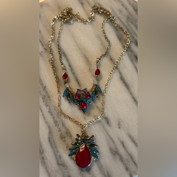 Fashion Jewelry Colorful Double Chain Necklace Aztec Pattern Bohemian Style - Picture 5 of 10